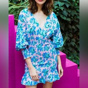 {Rhode} Anya Smocked Floral Mini Dress, Size L